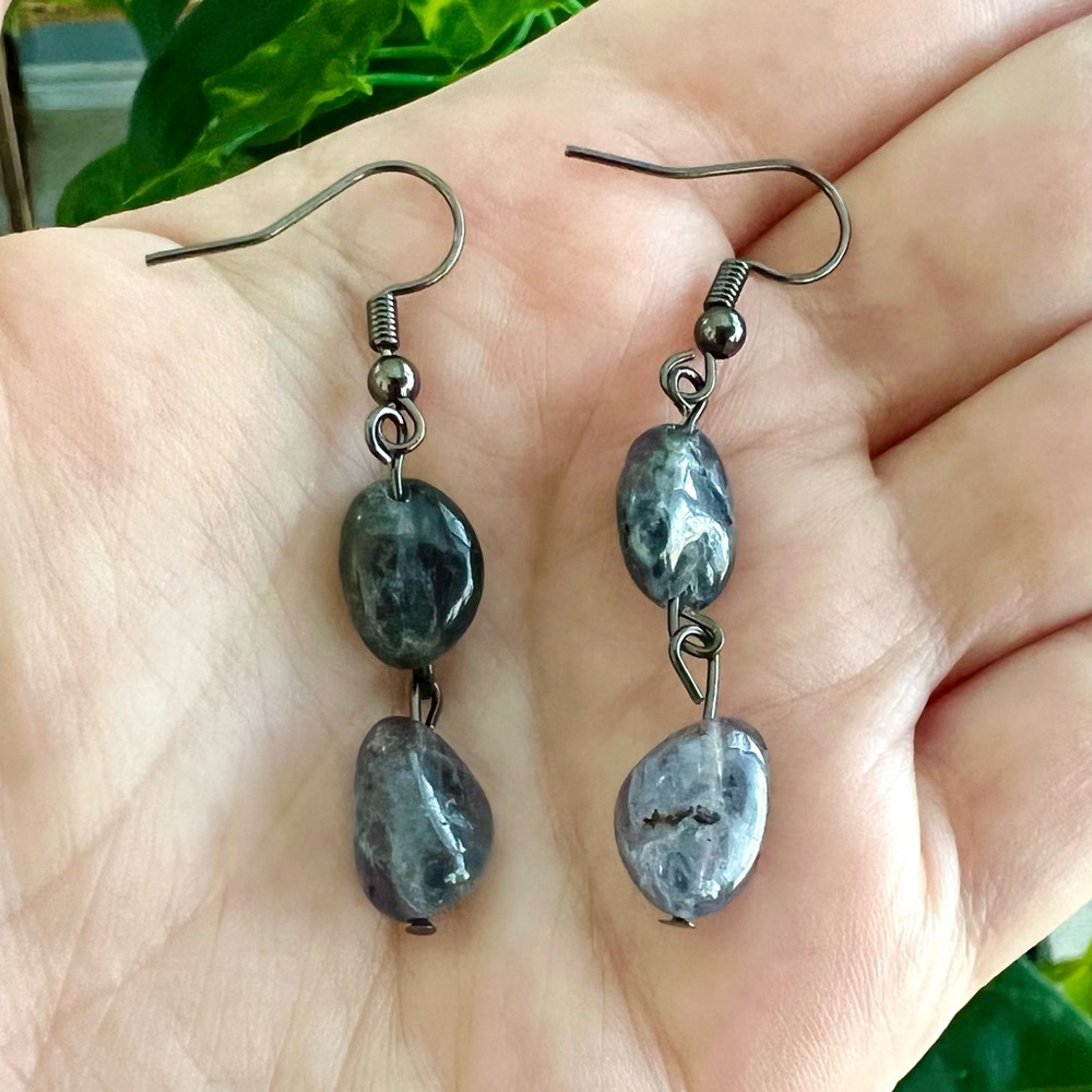 Handmade Tanzanite Gunmetal Earrings